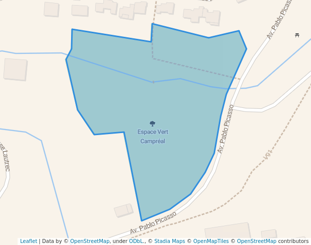 walking in Espace Vert Campréal map in Bergerac