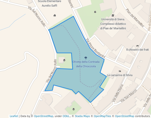 walking in Oliveta della Contrada della Chiocciola map in Siena