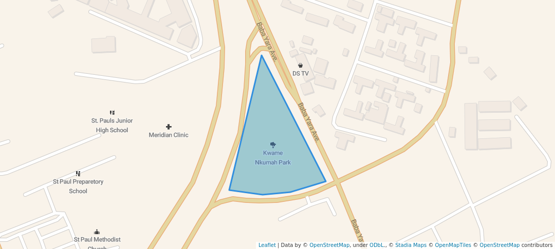 walking in Kwame Nkumah Park map in Tema