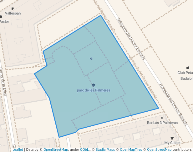 walking in parc de les Palmeres map in Badalona