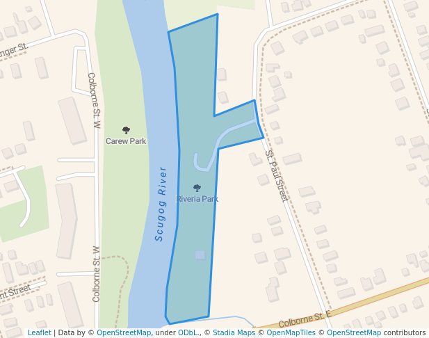 walking in Riveria Park map in Kawartha Lakes