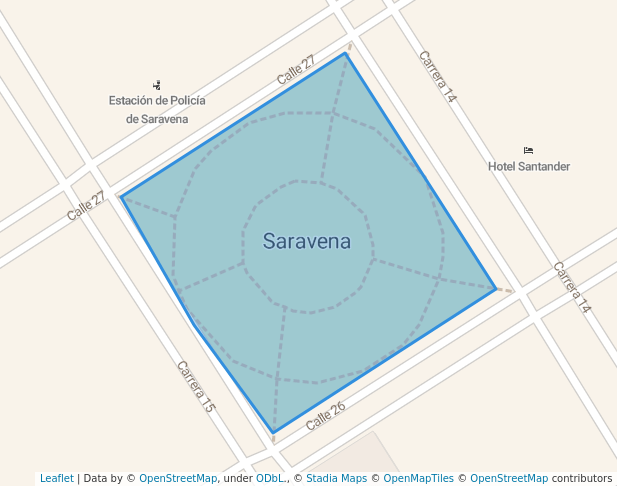 walking in Parque Central map in Saravena