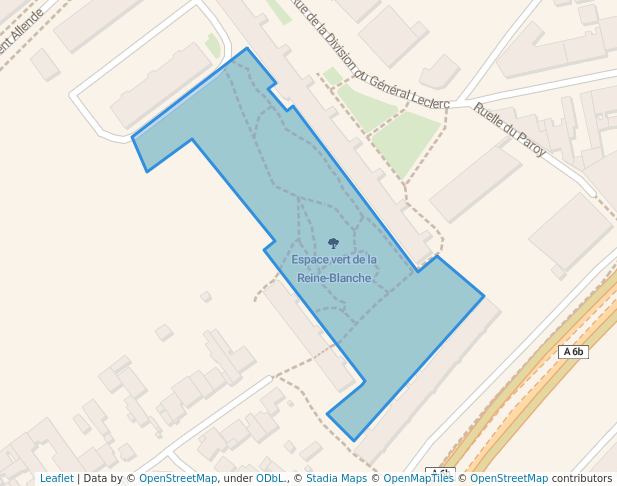 walking in Espace vert de la Reine-Blanche map in Gentilly