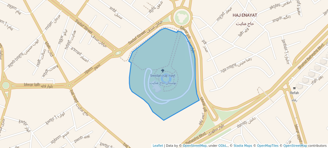 walking in بوستان حاج عنایت map in Hamedan