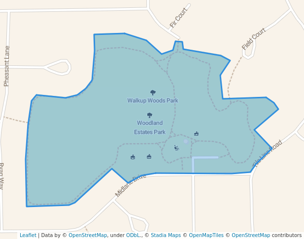 walking in Woodland Estates Park map in Crystal Lake
