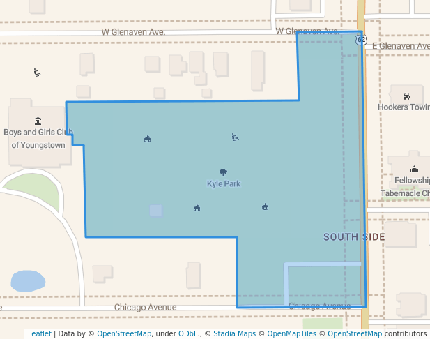 walking in Kyle Park map in Youngstown
