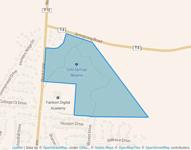 walking in Cold Springs Reserve map in Fairborn