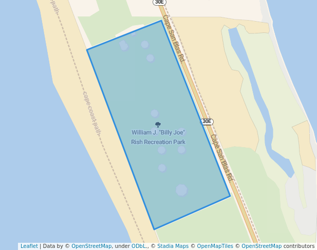 walking in William J. "Billy Joe" Rish Recreation Park map in Port St. Joe