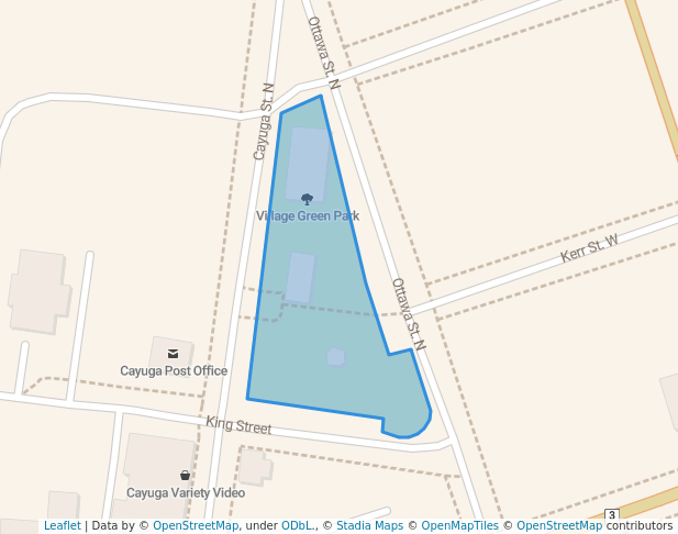 walking in Village Green Park map in Cayuga