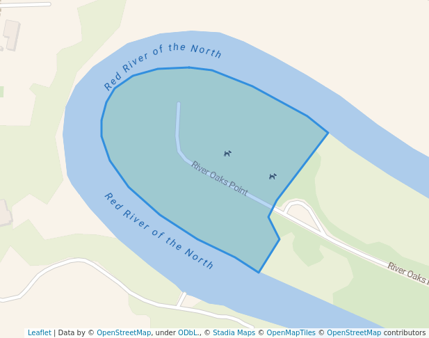 walking in River Oaks Park map in Moorhead