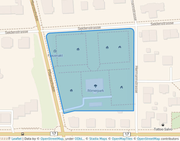 walking in Römerpark map in Winterthur