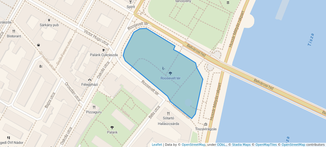 walking in Roosevelt tér map in Szeged