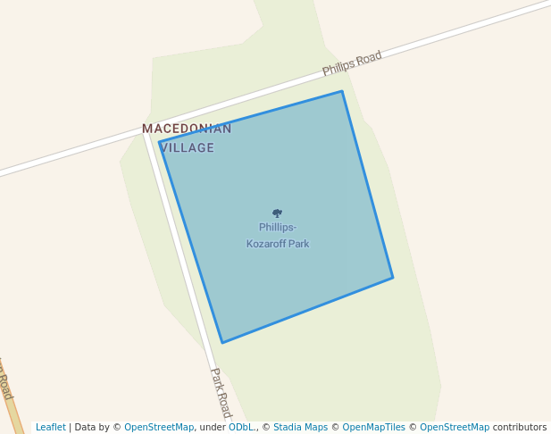 walking in Phillips-Kozaroff Park map in Whitby