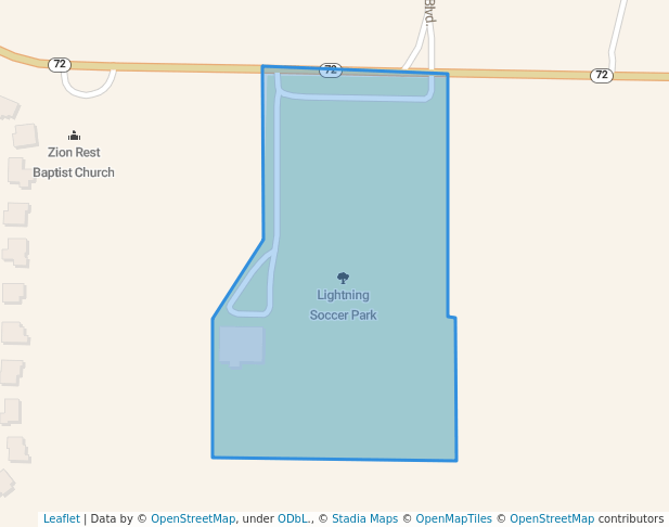 walking in Lightning Soccer Park map in Centerton