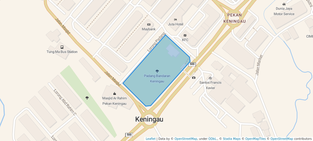 walking in Padang Bandaran Keningau map in Keningau