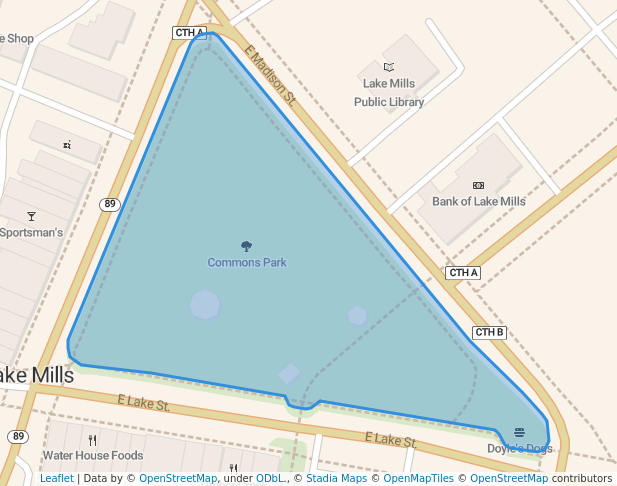 walking in Commons Park map in Lake Mills