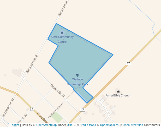 walking in Wallace Cummings Park map in Alma