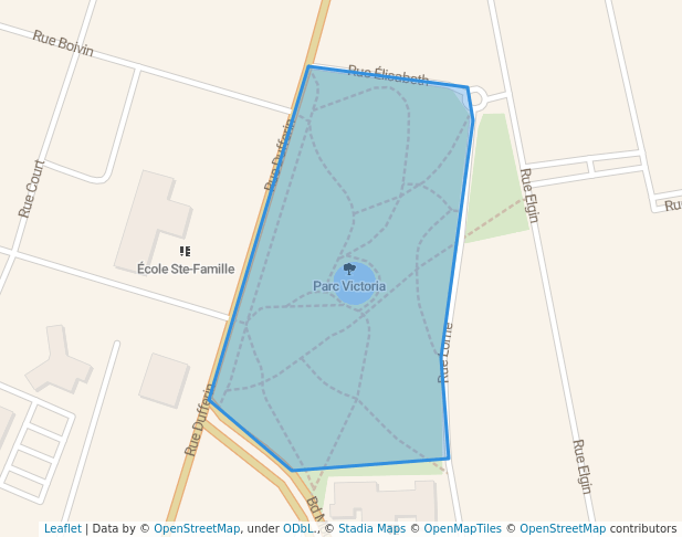 walking in Parc Victoria map in Granby