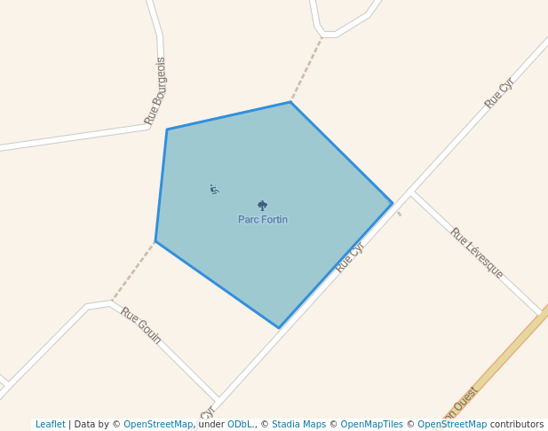 walking in Parc Fortin map in Granby