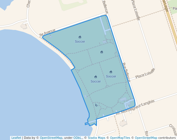 walking in Parc Bellevue map in Pincourt