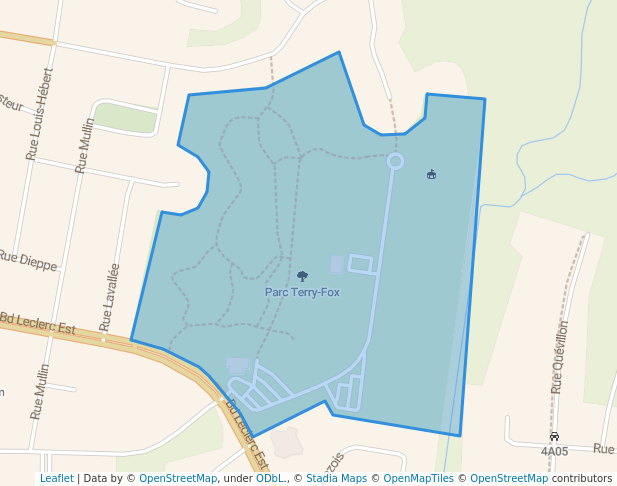 walking in Parc Terry-Fox map in Granby