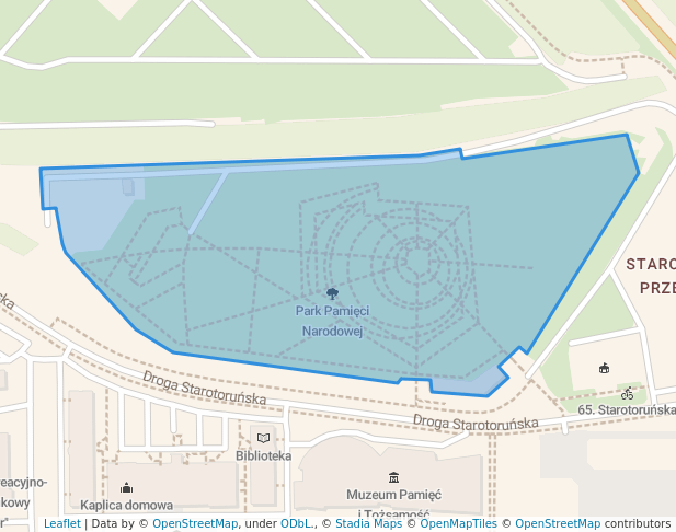 walking in Park Pamięci Narodowej map in Toruń