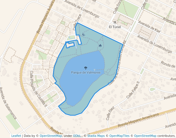 walking in Parque de Valmores map in Nuevo Baztán