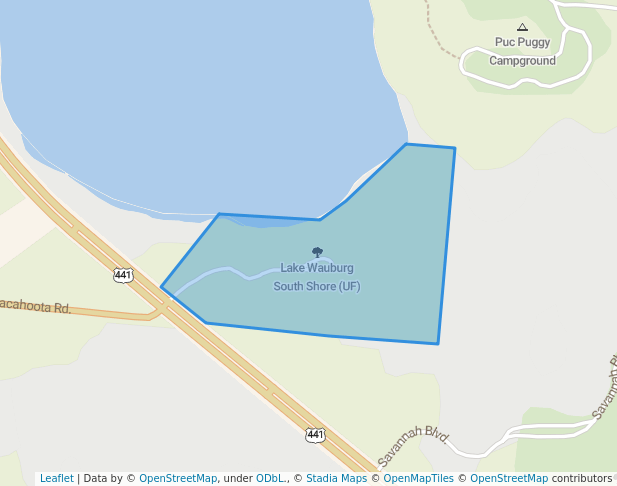 walking in Lake Wauburg South Shore (UF) map in Micanopy