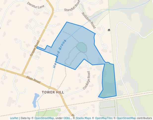 walking in Rowan Hill map in Wayland