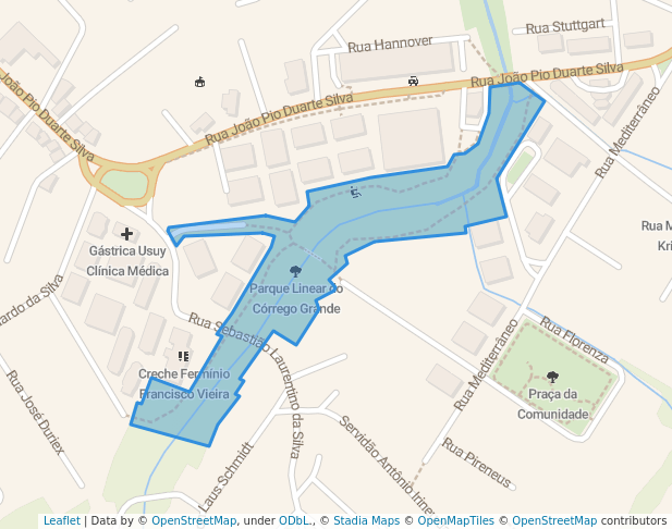 walking in Parque Linear do Córrego Grande map in Florianópolis