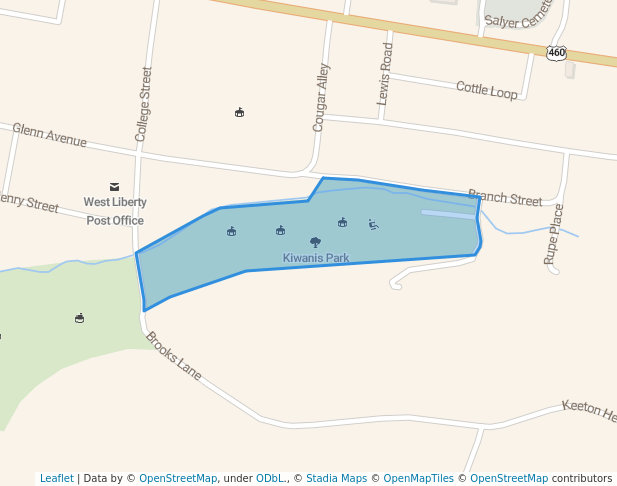 walking in Kiwanis Park map in West Liberty