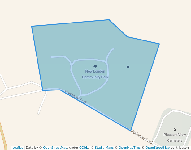 walking in New London Community Park map in New London