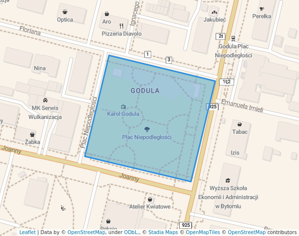 walking in Plac Niepodległości map in Ruda Śląska