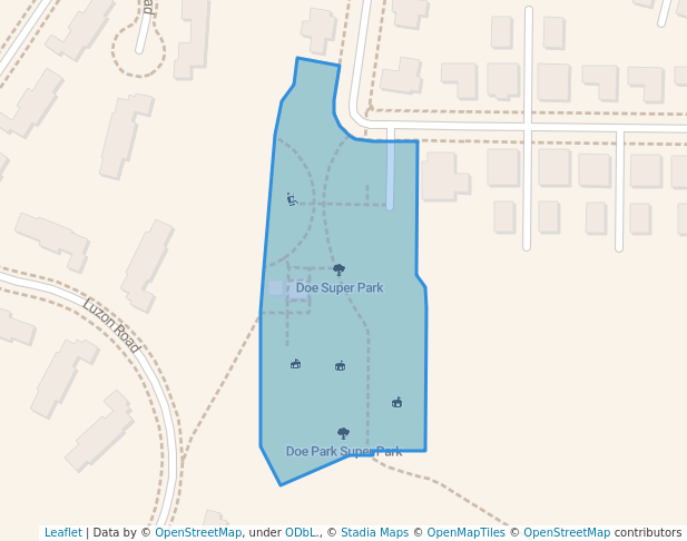 walking in Doe Super Park map in Seaside