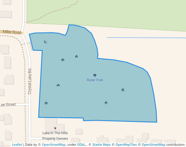 walking in Ryder Park map in Lake in the Hills