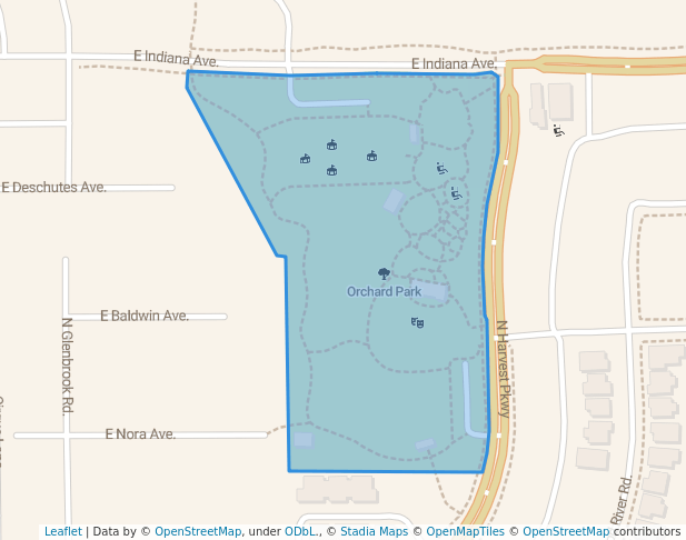 walking in Orchard Park map in Liberty Lake