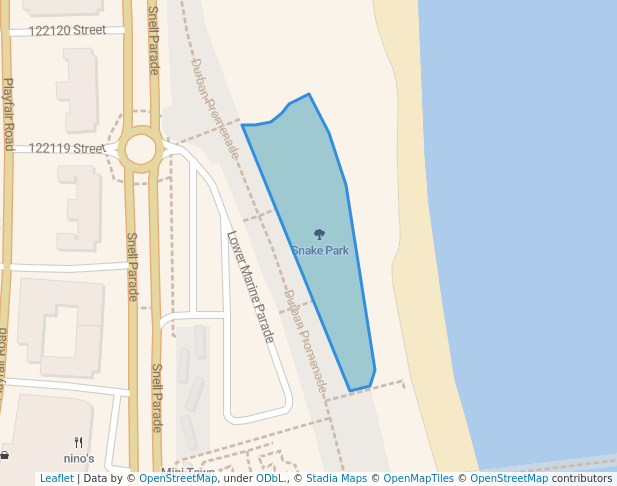 walking in Snake Park map in Durban