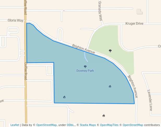 walking in Downey Park map in Modesto