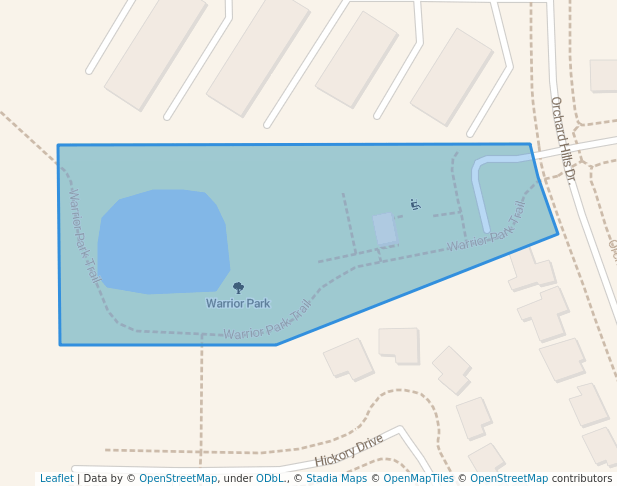 walking in Warrior Park map in Norwalk