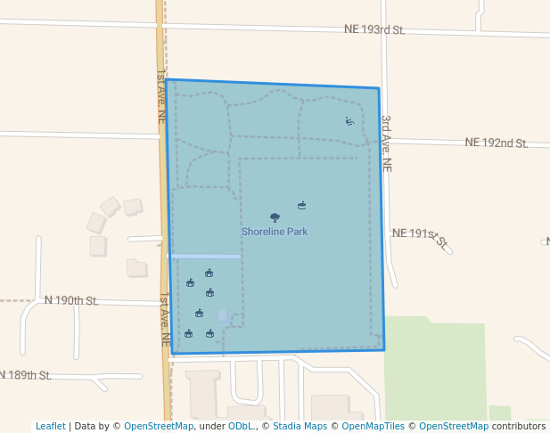 walking in Shoreline Park map in Shoreline