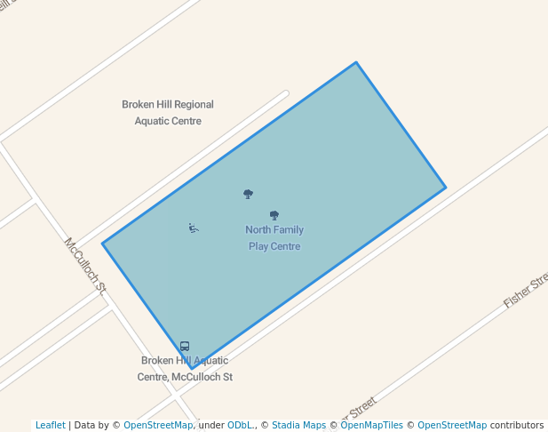 walking in North Family Play Centre map in Broken Hill