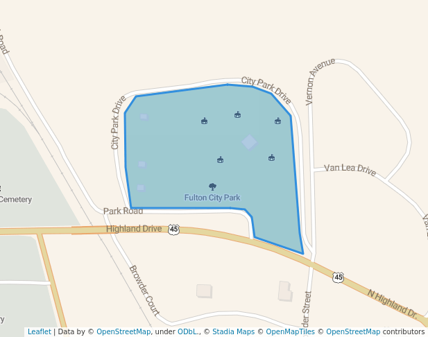 walking in Fulton City Park map in Fulton