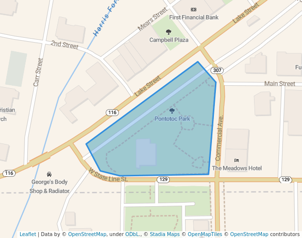 walking in Pontotoc Park map in Fulton