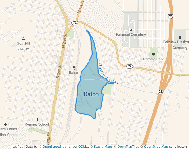 walking in Roundhouse Memorial Park map in Raton