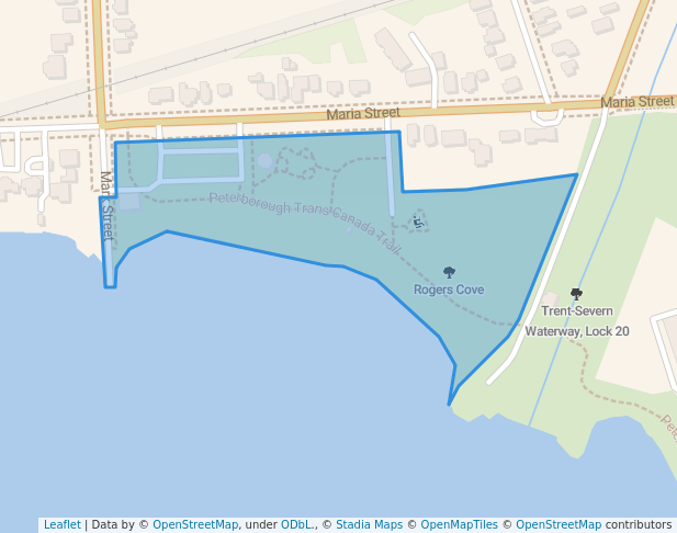 walking in Rogers Cove map in Peterborough