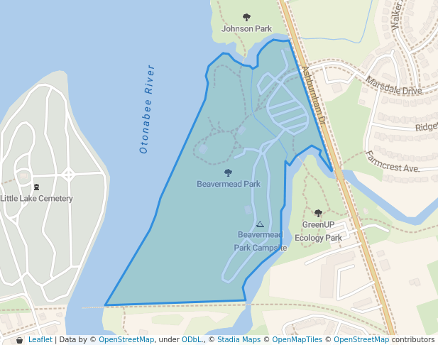 walking in Beavermead Park map in Peterborough