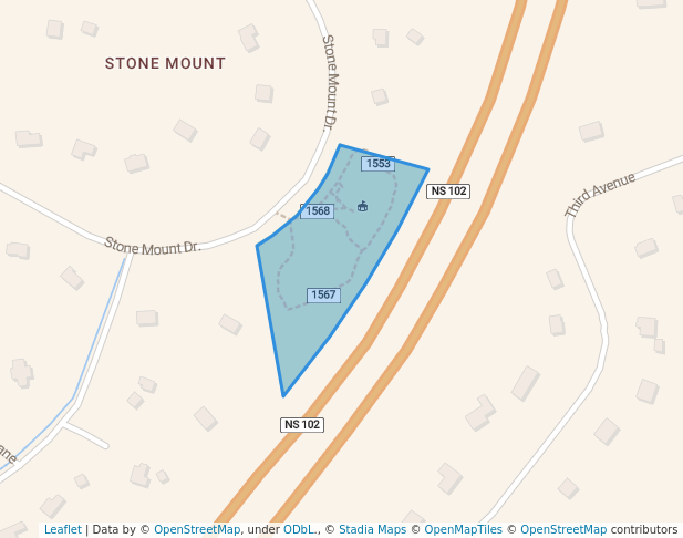 walking in Stone Mount Drive Park map in Lower Sackville