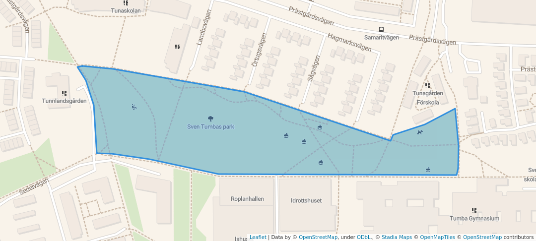 walking in Sven Tumbas park map in Botkyrka