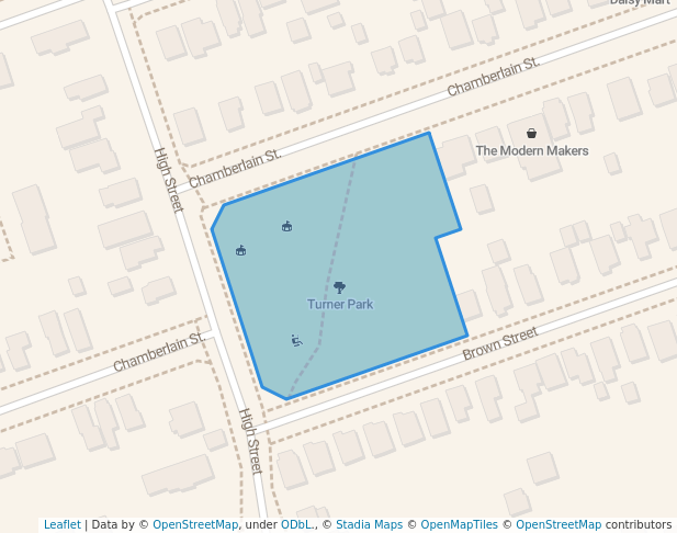 walking in Turner Park map in Peterborough