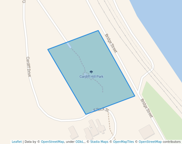 walking in Cardiff Hill Park map in Hannibal